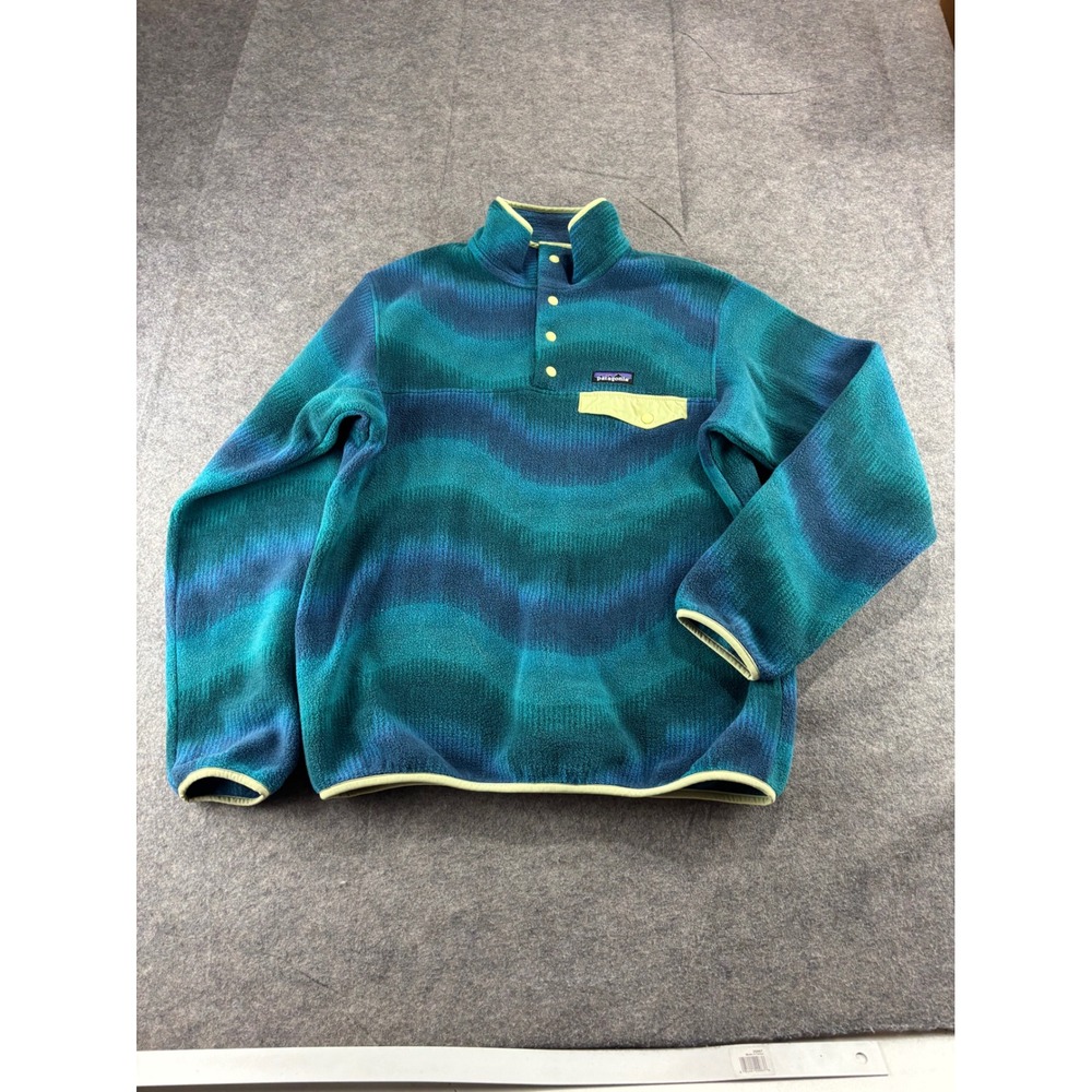 Patagonia Synchilla Snap-T Fleece Pullover Blue Teal Wavy Granola Gorp Womens M